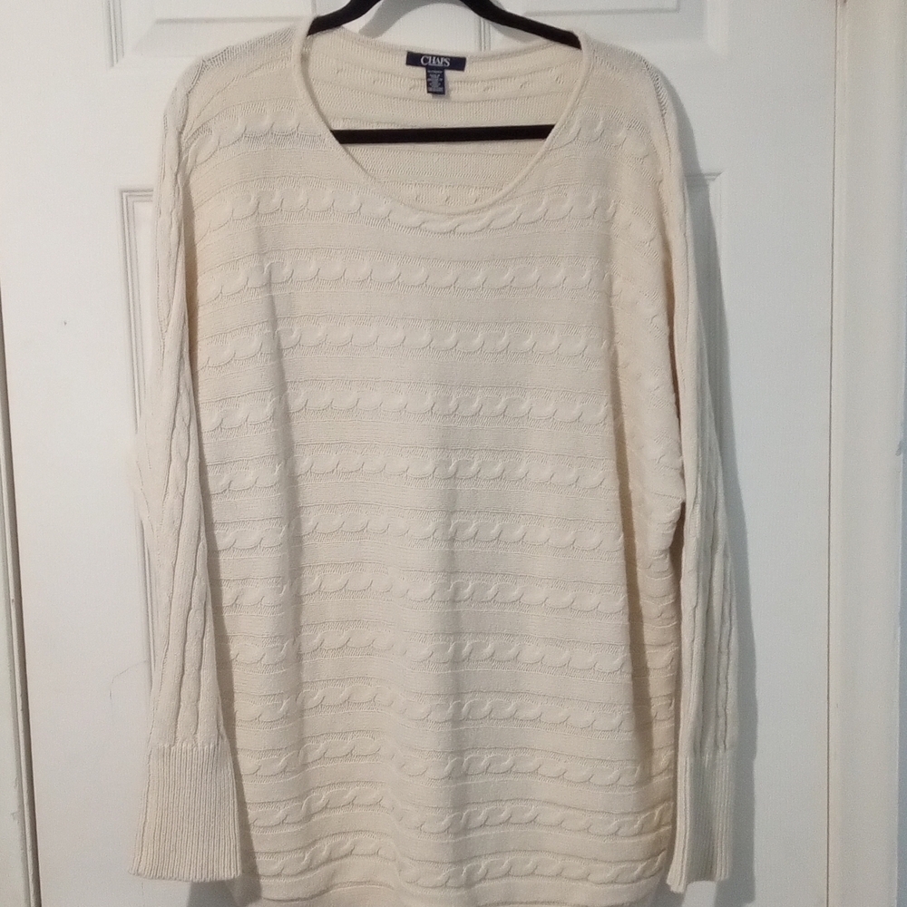 Chaps Women's Cream Textured Knit Sweater